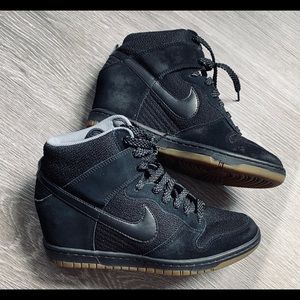 Nike Dunk Sky High Wedge Sneaker Black Tweed 9.5